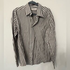 Ermenegildo Zegna Brown and White Checkered Shirt
